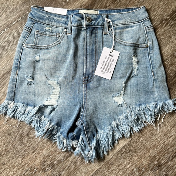 Tricot High Rise Frayed Shorts - Picture 1 of 2